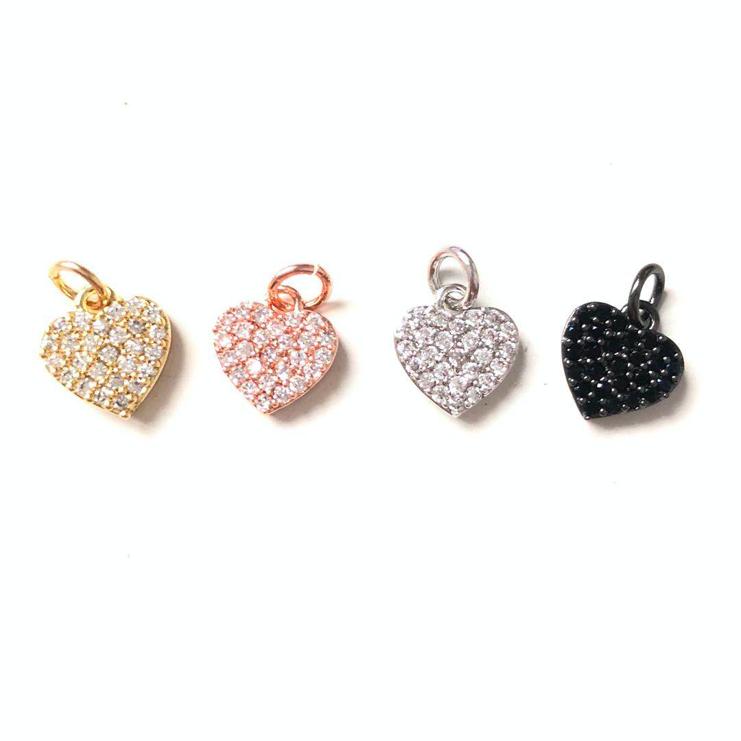 10pcs/lot 10*9.5mm CZ Paved Small Heart Charms Mix Color CZ Paved Charms Hearts Small Sizes Charms Beads Beyond