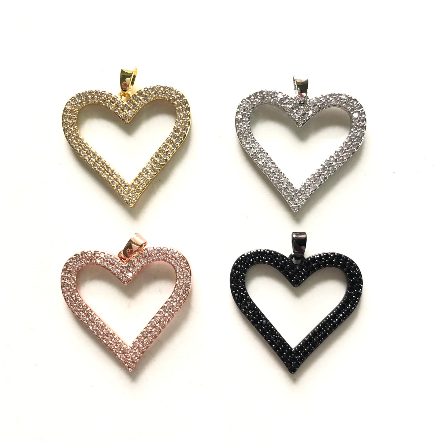 10pcs/lot 25*24mm CZ Paved Heart Charms CZ Paved Charms Hearts Charms Beads Beyond