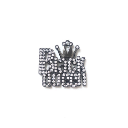 10pcs/lot 26*25.5mm CZ Paved Black Queen Charms Black CZ Paved Charms Queen Charms Words & Quotes Charms Beads Beyond