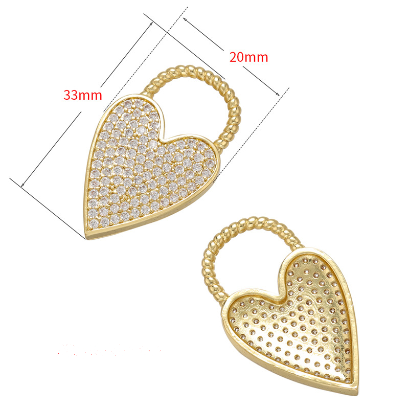10pcs/lot 33*20mm CZ Paved Heart Lock Charms CZ Paved Charms Hearts Charms Beads Beyond