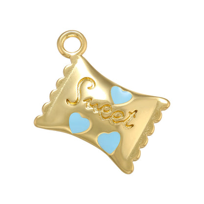 10pcs/lot 16*13mm Gold Plated Enamel Sweet Candy Charm Light blue Enamel Charms Charms Beads Beyond