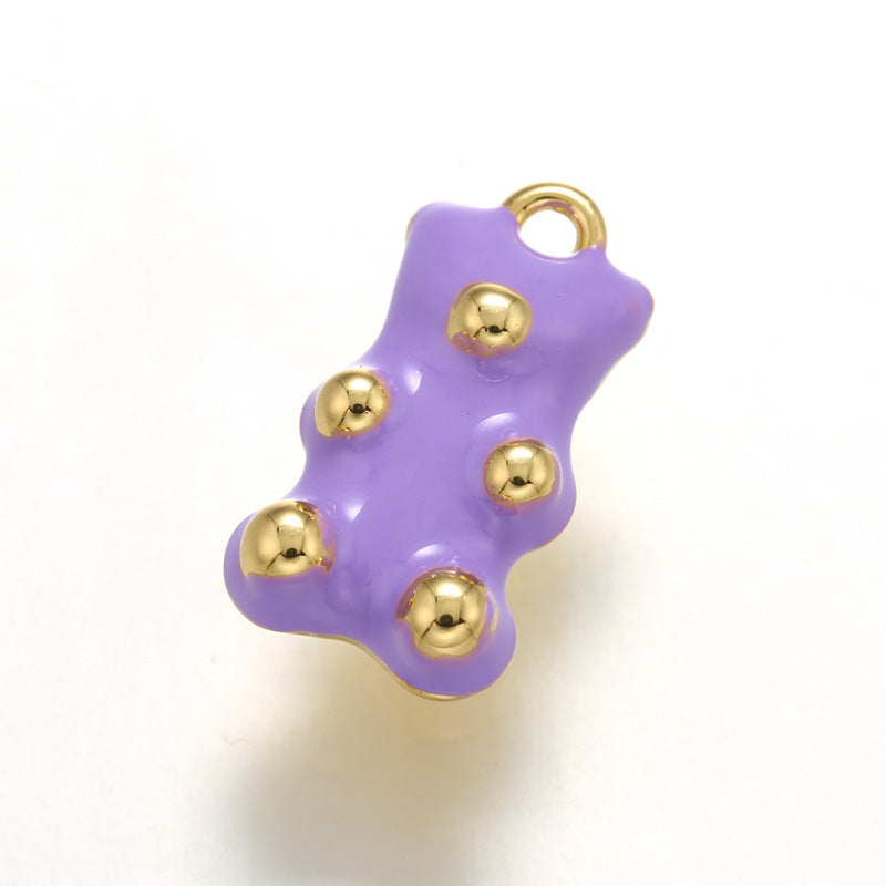 10pcs/lot 17.5*10mm Colorful Enamel Gold & Silver Plated Baby Bear Charm Gold Purple Enamel Charms Charms Beads Beyond