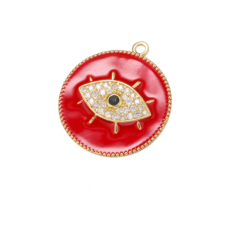 10pcs/lot 27.5*24mm Colorful Enamel CZ Pave Evil Eye Charm for Bracelet Making Red Enamel Charms Charms Beads Beyond