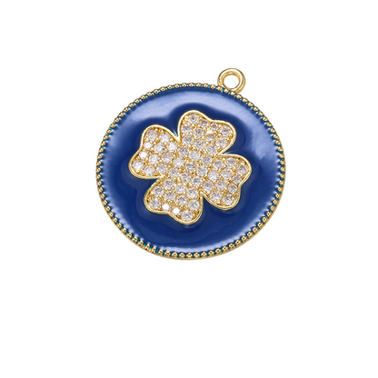 10pcs/lot 27.5*24mm Colorful Enamel CZ Pave Clover Charm Blue Enamel Charms Charms Beads Beyond