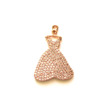 10pcs/lot 31*21mm CZ Paved Dress Charms Rose Gold CZ Paved Charms Fashion Charms Beads Beyond