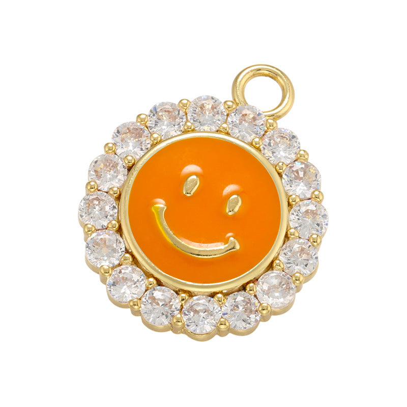 10pcs/lot 23*19mm Gold Plated Colorful Enamel Smile Sun Flower Charm Orange Enamel Charms Charms Beads Beyond