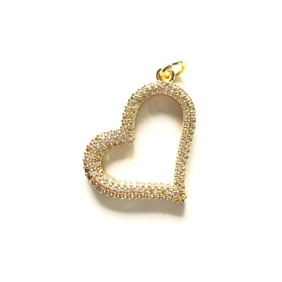 10pcs/lot 30*24mm Micro Zirconia Pave Heart Charm Pendants Gold CZ Paved Charms Hearts Charms Beads Beyond