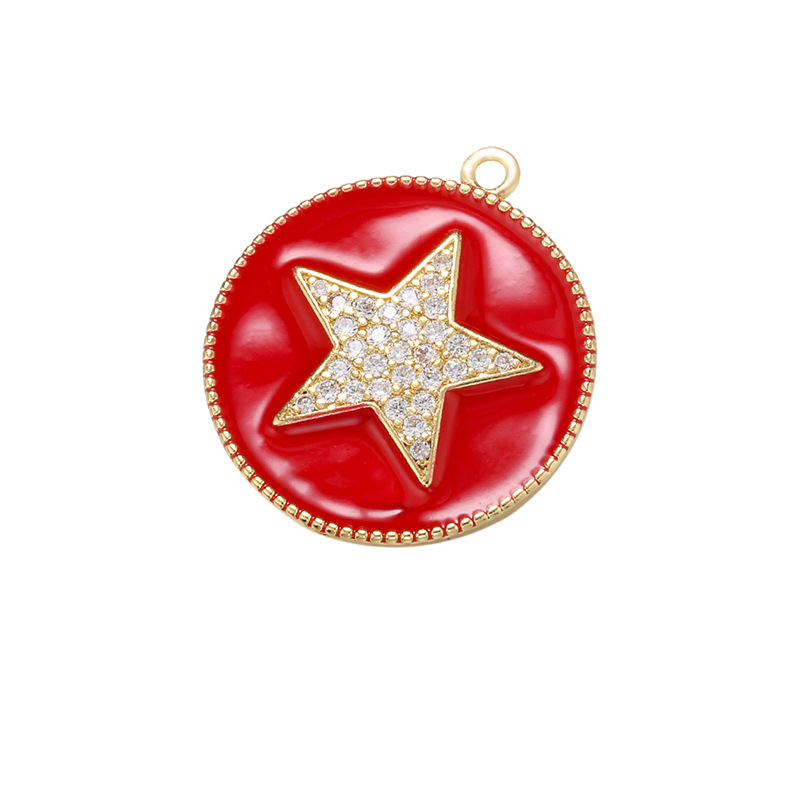 10pcs/lot 27.5*24mm Colorful Enamel CZ Pave Star Charm for Jewelry Making Red Enamel Charms Charms Beads Beyond