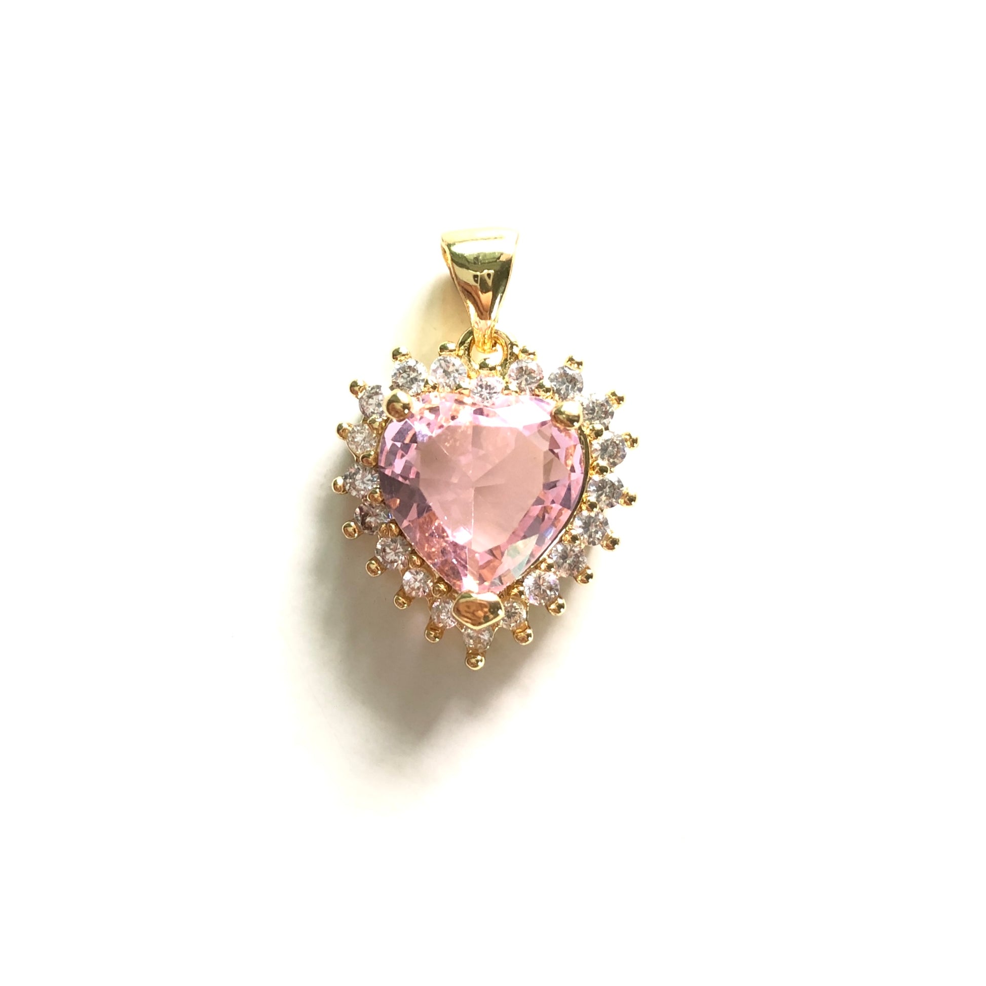 10pcs/lot 18*16mm Purple Pink Blue CZ Paved Heart Charms Pink on Gold CZ Paved Charms Hearts Charms Beads Beyond