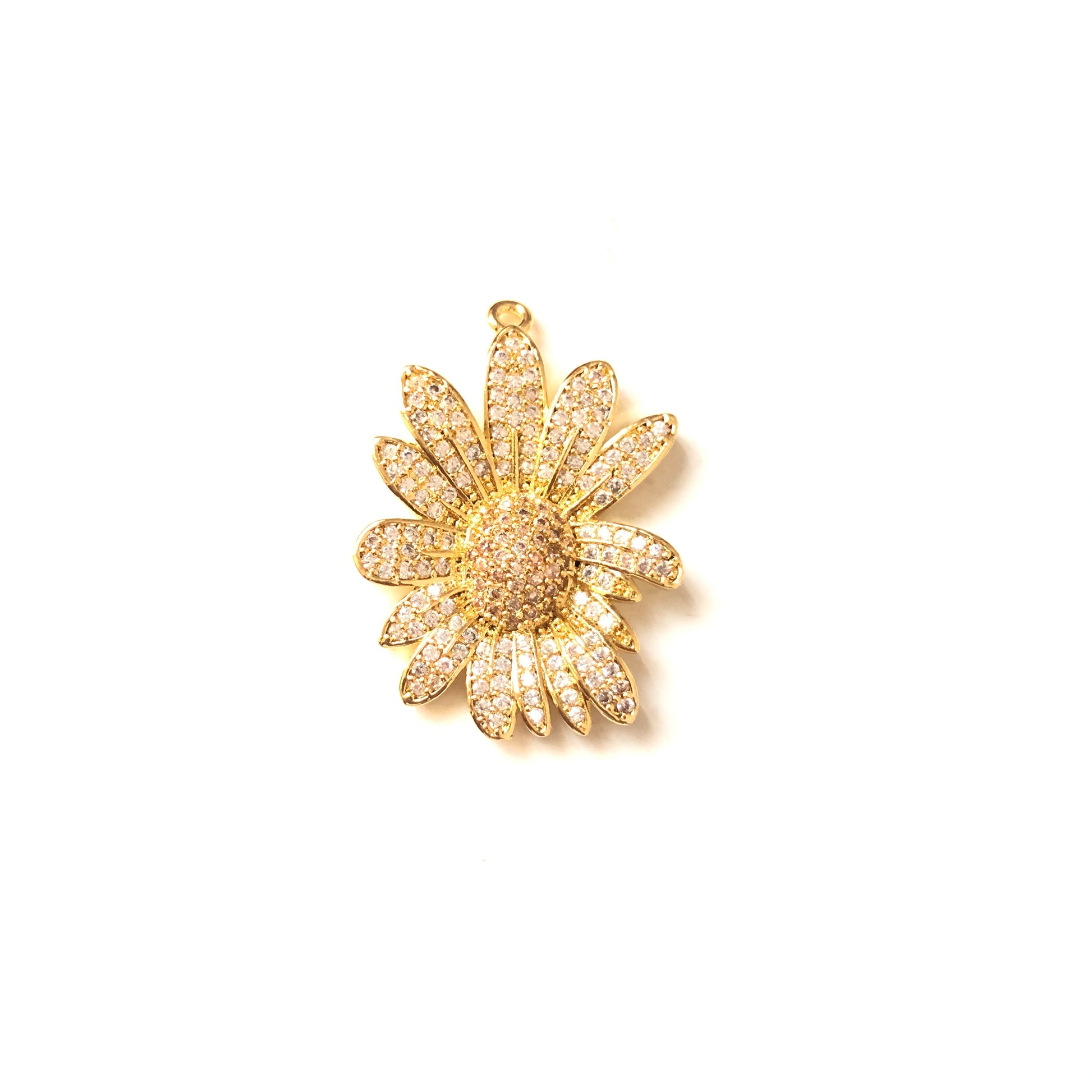 5-10pcs/lot 27.5*21.5mm CZ Paved Flower Charms Gold CZ Paved Charms Flowers Charms Beads Beyond