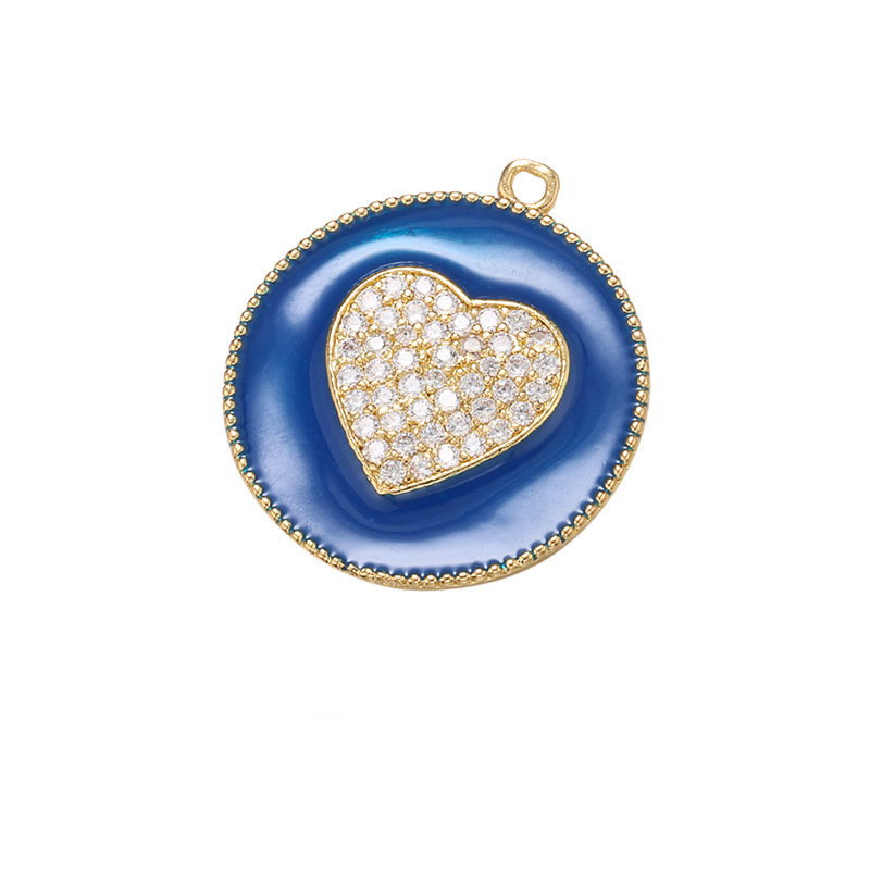 10pcs/lot 27.5*24mm Colorful Enamel CZ Pave Heart Charm Blue Enamel Charms Charms Beads Beyond