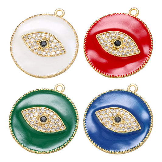 10pcs/lot 27.5*24mm Colorful Enamel CZ Pave Evil Eye Charm Mix All 5 Colors Enamel Charms Charms Beads Beyond