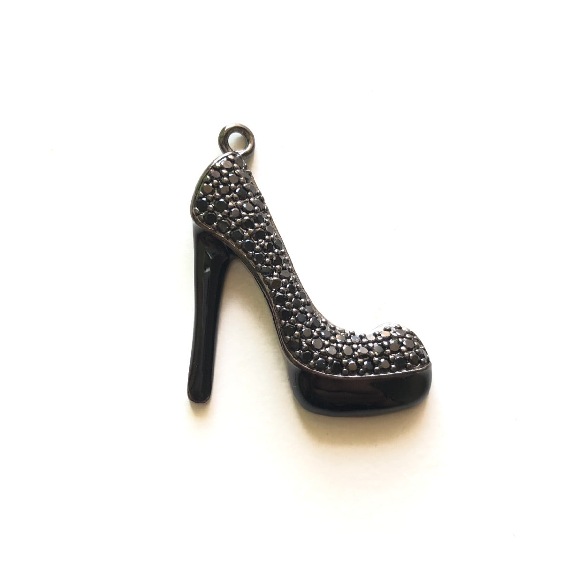 10pcs/lot 27*23mm CZ Paved Black Bottom High Heel Shoe Charms Black CZ Paved Charms High Heels On Sale Charms Beads Beyond