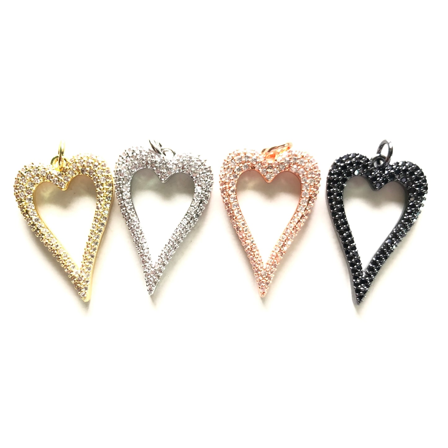 10pcs/lot 30*19.8mm Micro Zirconia Pave Heart Charm Pendants CZ Paved Charms Hearts On Sale Charms Beads Beyond