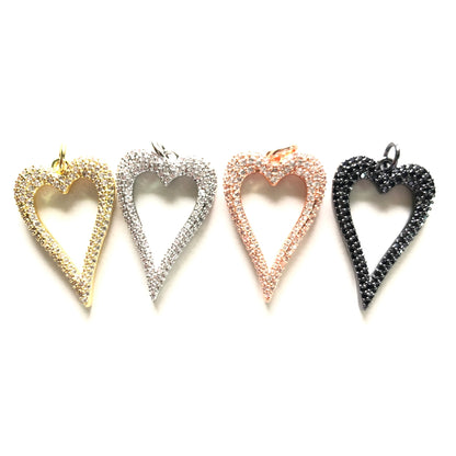 10pcs/lot 30*19.8mm Micro Zirconia Pave Heart Charm Pendants CZ Paved Charms Hearts On Sale Charms Beads Beyond