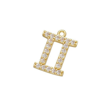 12pcs/lot 14*14mm CZ Paved Medium Size Zodiac Charms - Gold & Silver CZ Paved Charms Zodiac Charms Beads Beyond
