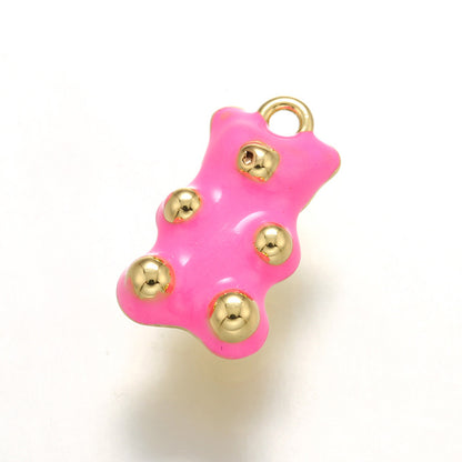 10pcs/lot 17.5*10mm Colorful Enamel Gold & Silver Plated Baby Bear Charm Gold Fuchsia Enamel Charms Charms Beads Beyond