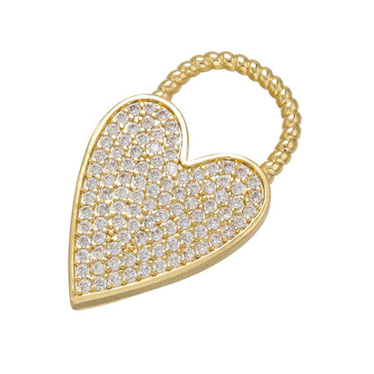 10pcs/lot 33*20mm CZ Paved Heart Lock Charms Gold CZ Paved Charms Hearts Charms Beads Beyond