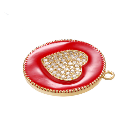 10pcs/lot 27.5*24mm Colorful Enamel CZ Pave Heart Charm Enamel Charms Charms Beads Beyond
