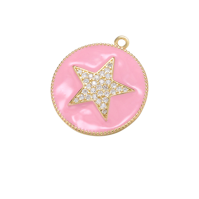 10pcs/lot 27.5*24mm Colorful Enamel CZ Pave Star Charm for Jewelry Making Pink Enamel Charms Charms Beads Beyond