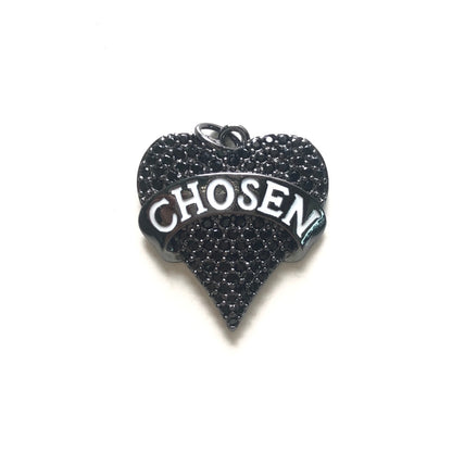 10pcs/lot 25.6*23.6mm CZ Pave Heart Chosen Word Charms CZ Paved Charms Hearts New Charms Arrivals Charms Beads Beyond