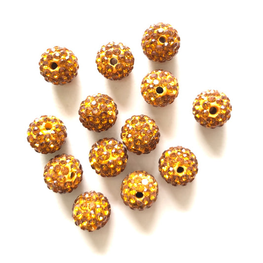 50-100pcs/lot 10mm Gold Rhinestone Clay Disco Ball Beads Clay Beads Charms Beads Beyond