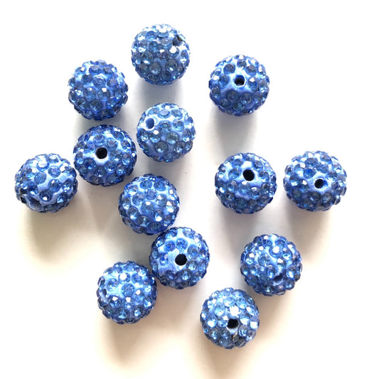 50-100pcs/lot 10mm Light Blue Rhinestone Clay Disco Ball Beads Clay Beads Charms Beads Beyond