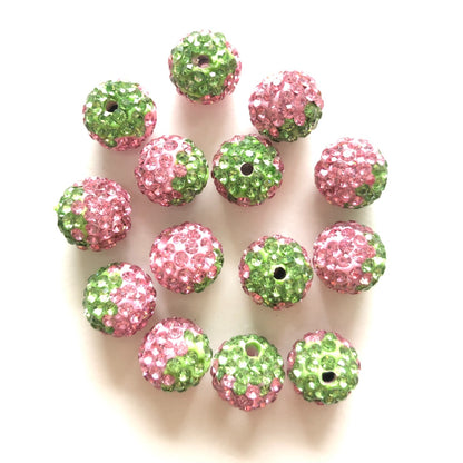 50-100pcs/lot 10mm Green & Pink Rhinestone Clay Disco Ball Beads, Clay  Beads