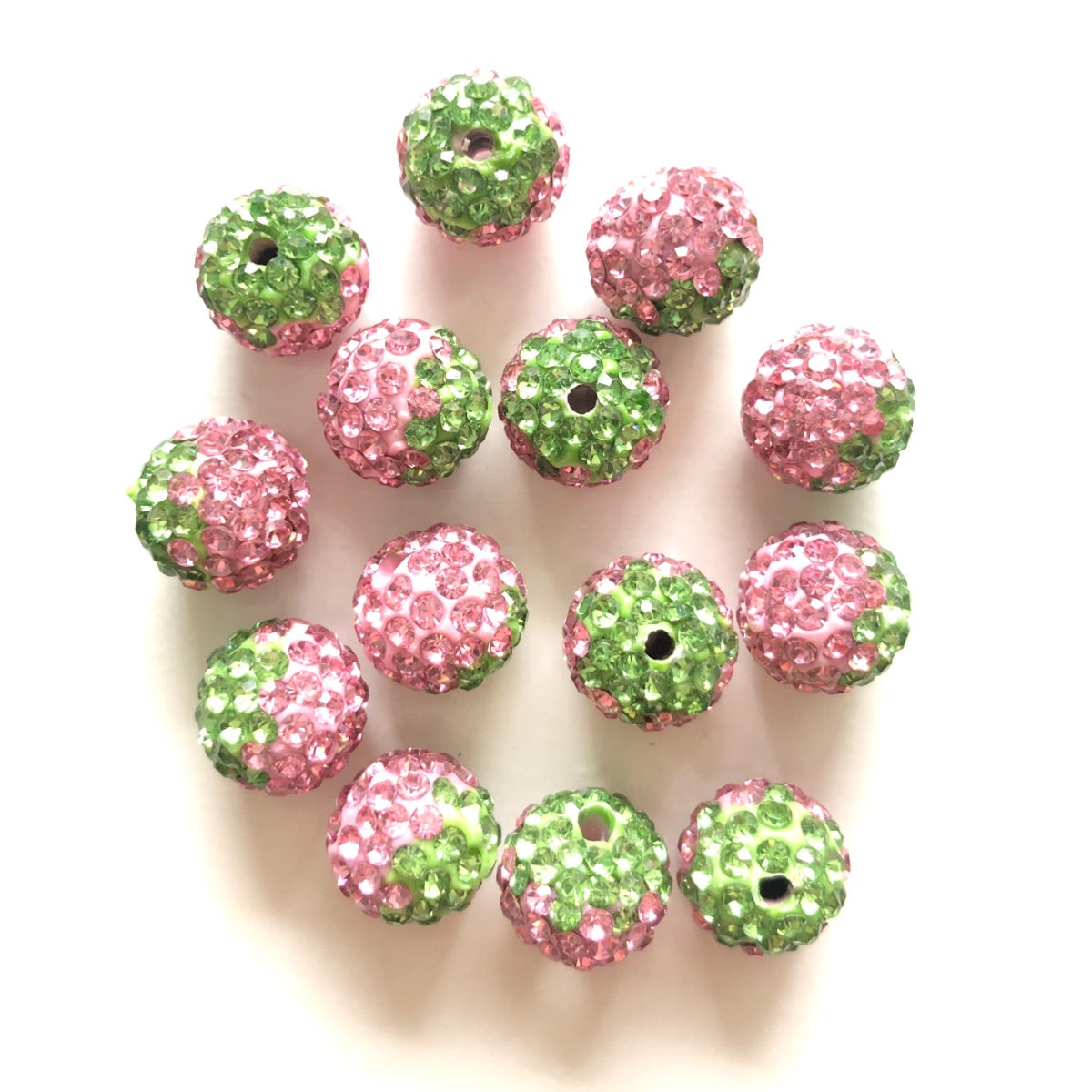 50-100pcs/lot 10mm Green & Pink Rhinestone Clay Disco Ball Beads Clay Beads Charms Beads Beyond