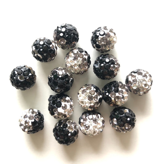 50-100pcs/lot 10mm White & Gray & Dark Black Rhinestone Clay Disco Ball Beads Clay Beads Charms Beads Beyond