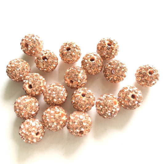 50-100pcs/lot 10mm Champagne Rhinestone Clay Disco Ball Beads Clay Beads Charms Beads Beyond