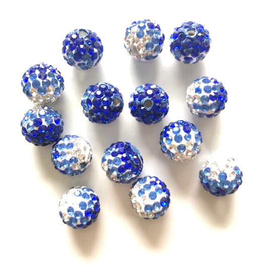 50-100pcs/lot 10mm White & Blue & Dark Blue Rhinestone Clay Disco Ball Beads Clay Beads Charms Beads Beyond