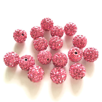 50-100pcs/lot 10mm Fuchsia Rhinestone Clay Disco Ball Beads Clay Beads Charms Beads Beyond