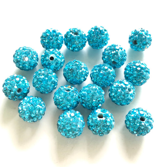 50-100pcs/lot 10mm Turquoise Rhinestone Clay Disco Ball Beads Clay Beads Charms Beads Beyond