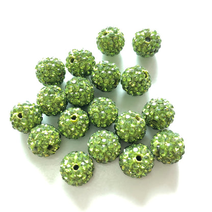 50-100pcs/lot 10mm White Rhinestone Clay Disco Ball Beads, Clay Beads