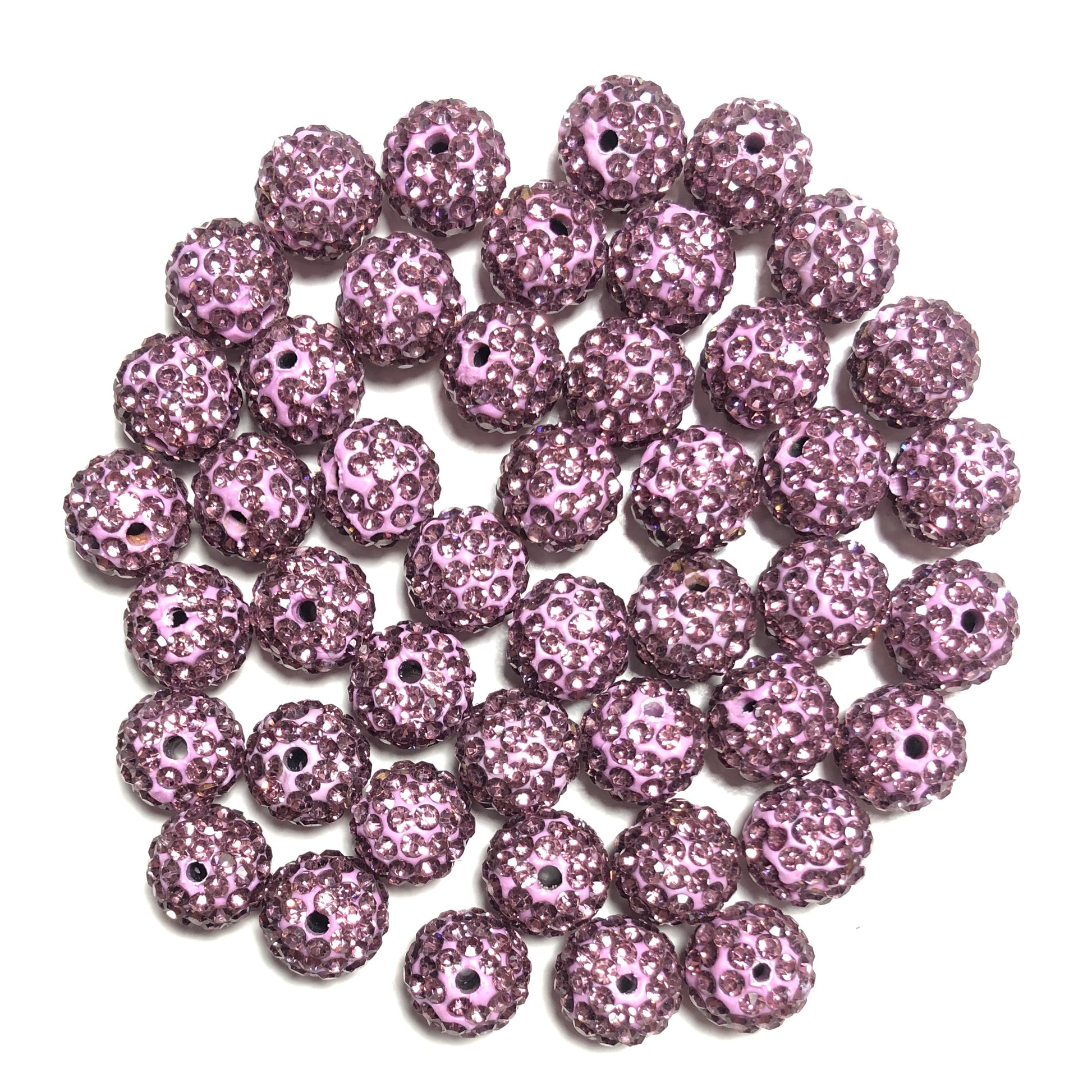 50-100pcs/lot 10mm Purple Rhinestone Clay Disco Ball Beads Clay Beads Mardi Gras Charms Beads Beyond