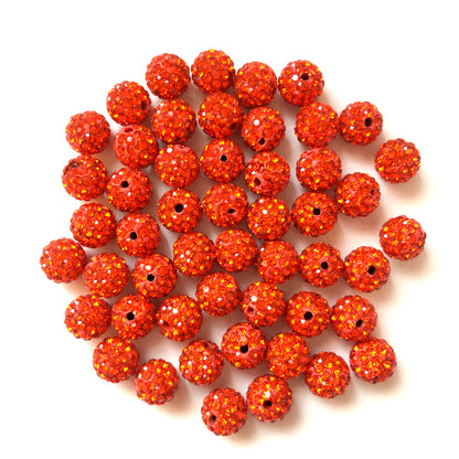 50-100pcs/lot 10mm Orange Rhinestone Clay Disco Ball Beads Clay Beads Charms Beads Beyond