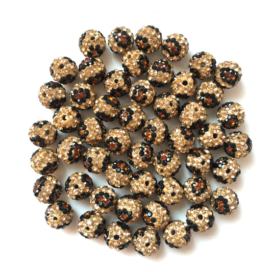 50-100pcs/lot 10mm Leopard Print Rhinestone Clay Disco Ball Beads Clay Beads Leopard Printed Charms Beads Beyond