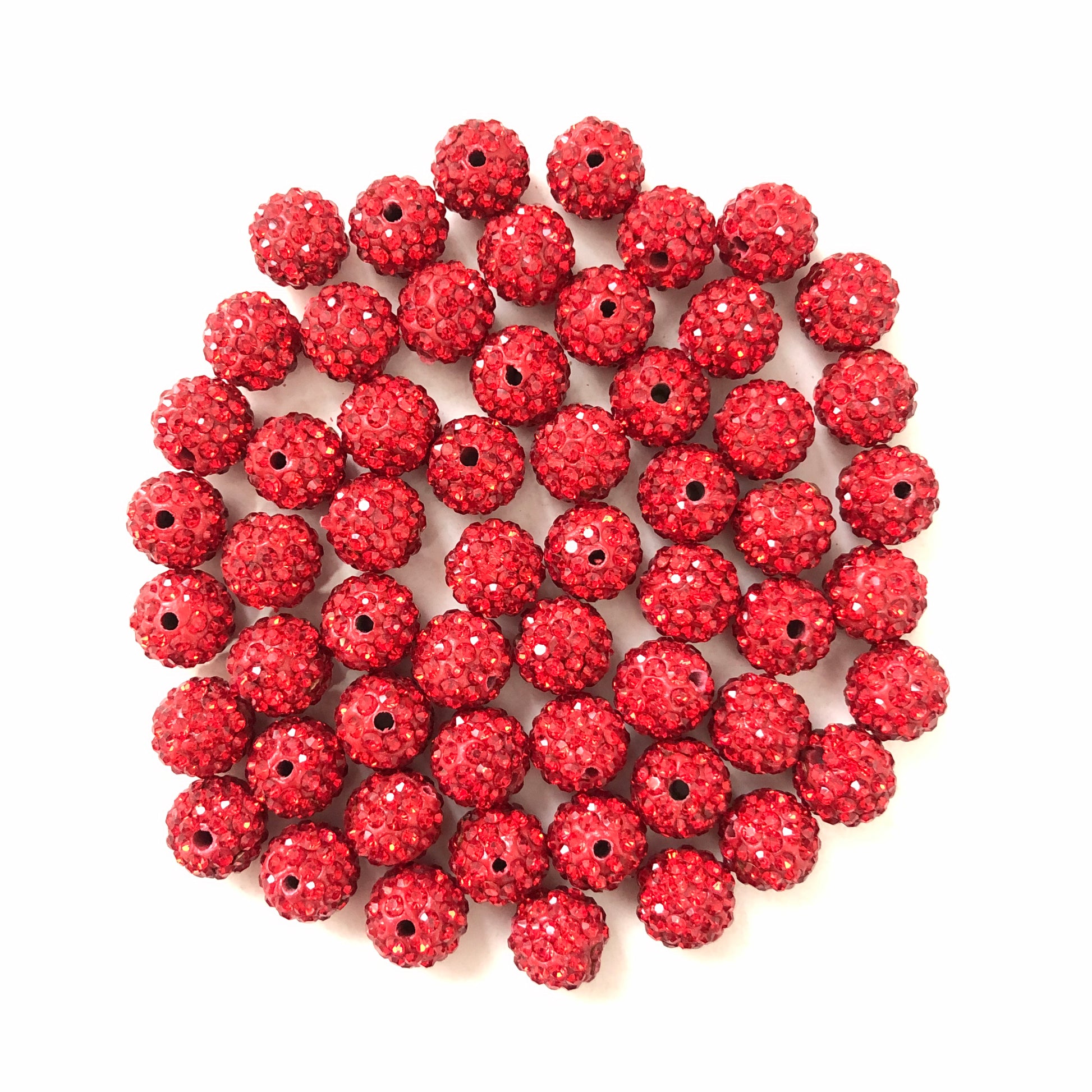 50-100pcs/lot 10mm Red Rhinestone Clay Disco Ball Beads Clay Beads Charms Beads Beyond