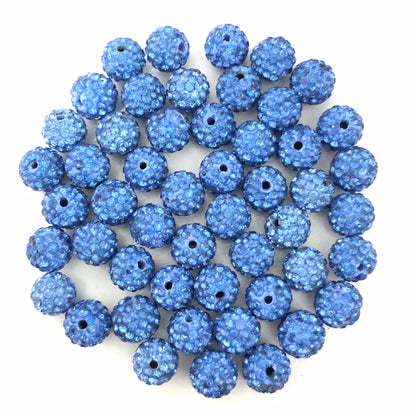 50-100pcs/lot 10mm Light Blue Rhinestone Clay Disco Ball Beads Clay Beads Charms Beads Beyond