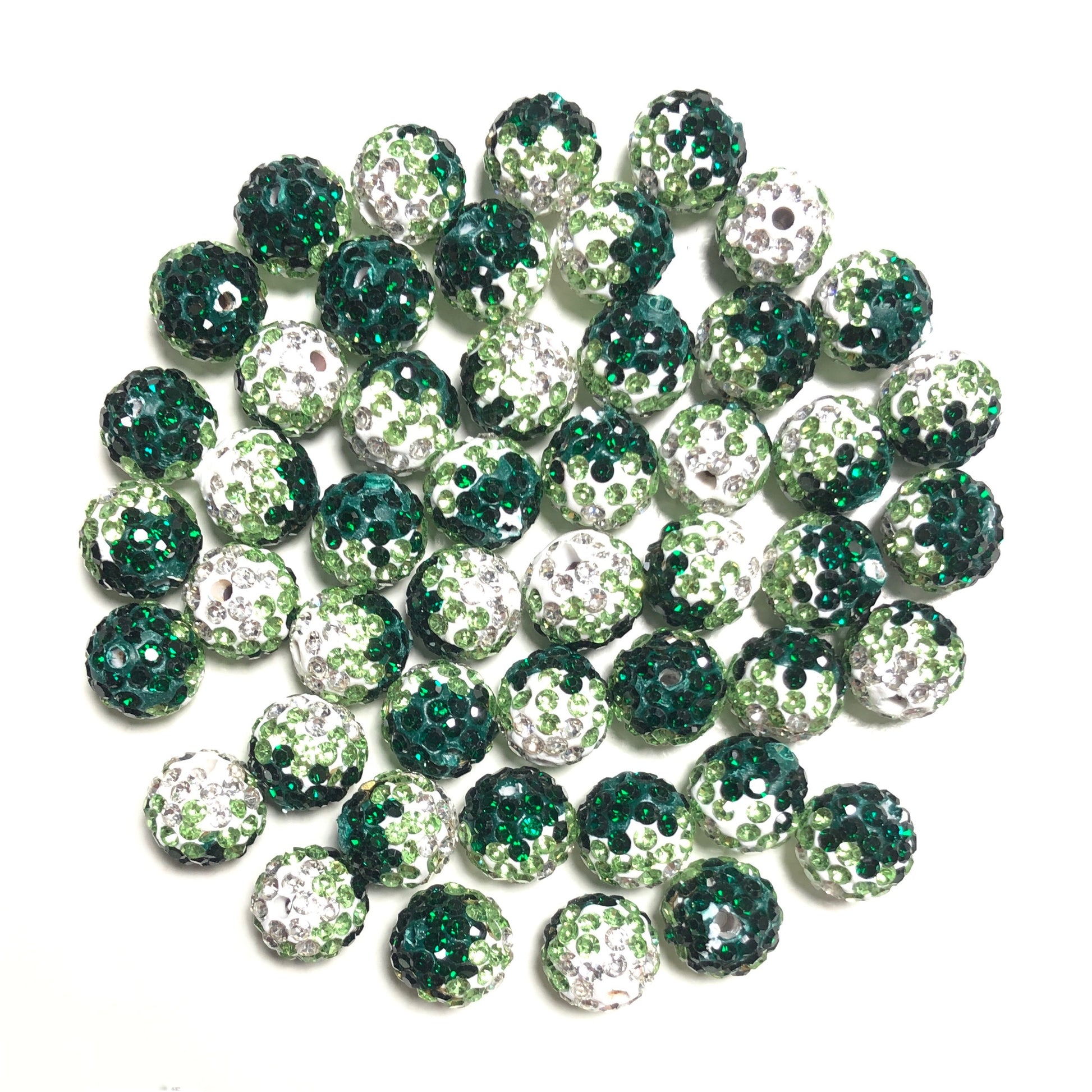 50-100pcs/lot 10mm Bright Green Rhinestone Clay Disco Ball Beads, Clay Beads