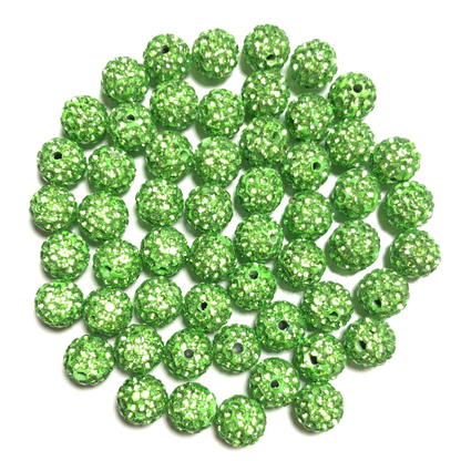 50-100pcs/lot 10mm Bright Green Rhinestone Clay Disco Ball Beads Clay Beads Mardi Gras Charms Beads Beyond