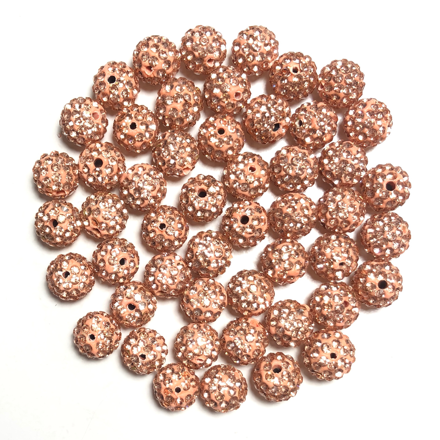 50-100pcs/lot 10mm Champagne Rhinestone Clay Disco Ball Beads Clay Beads Charms Beads Beyond