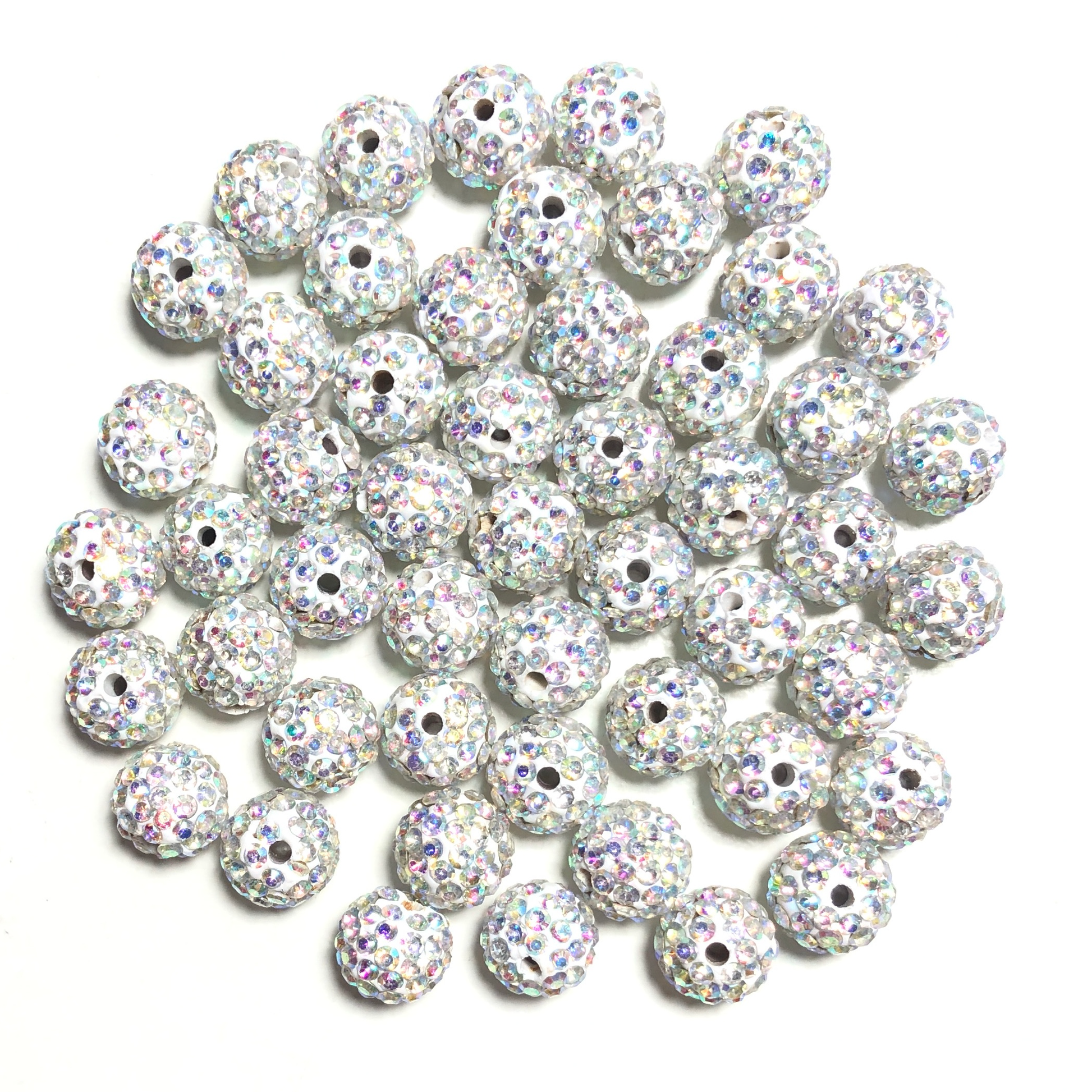 50-100pcs/lot 10mm White AB Rhinestone Clay Disco Ball Beads Clay Beads Charms Beads Beyond