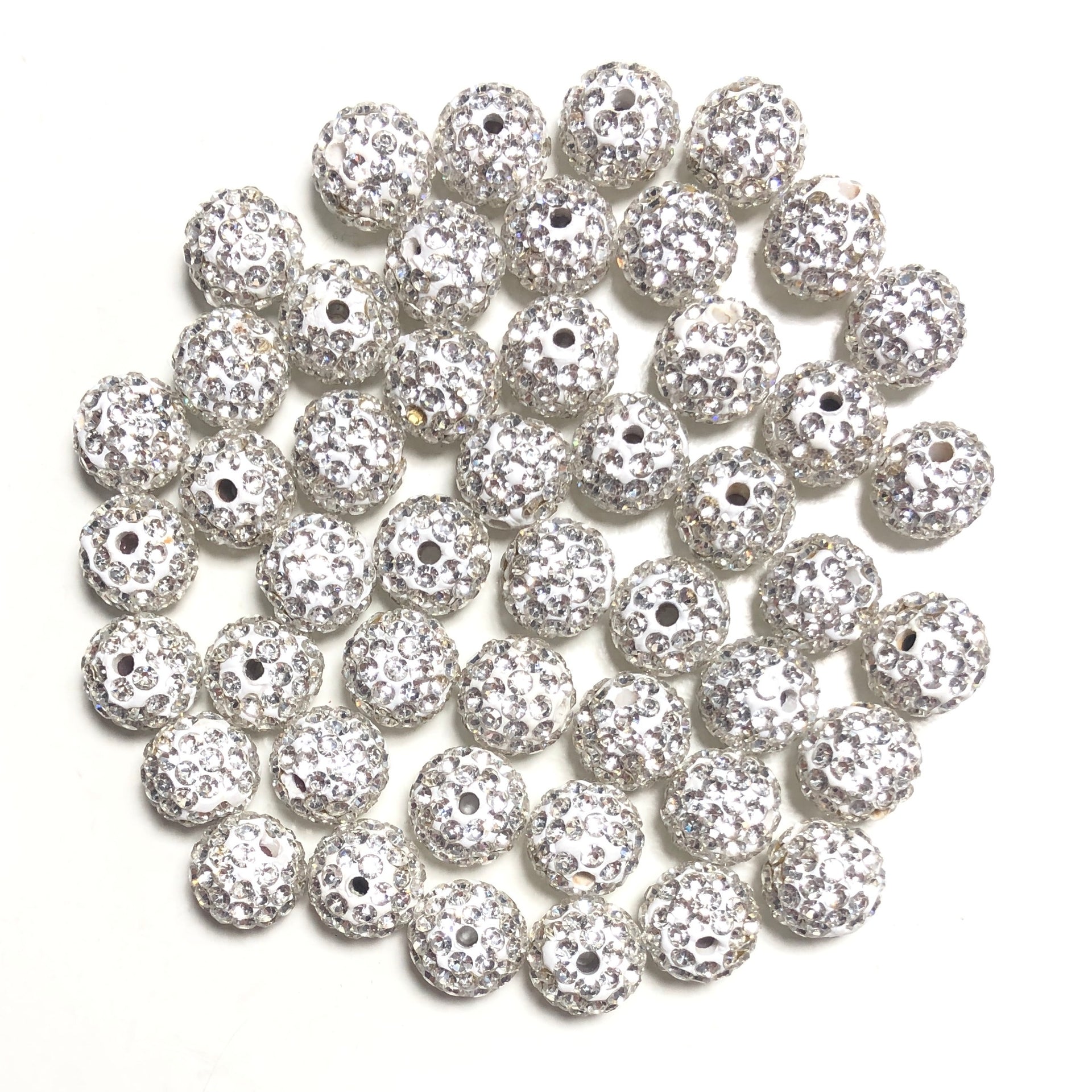 50-100pcs/lot 10mm White & Blue & Dark Blue Rhinestone Clay Disco Ball Beads, Clay Beads