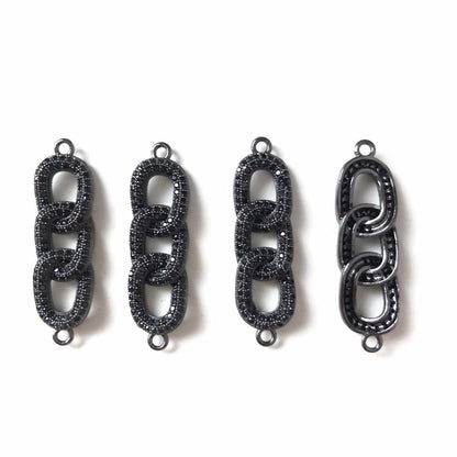 10pcs/lot 30.5*9mm CZ Paved Chain Connectors Black on Black CZ Paved Connectors Chain Charms Beads Beyond
