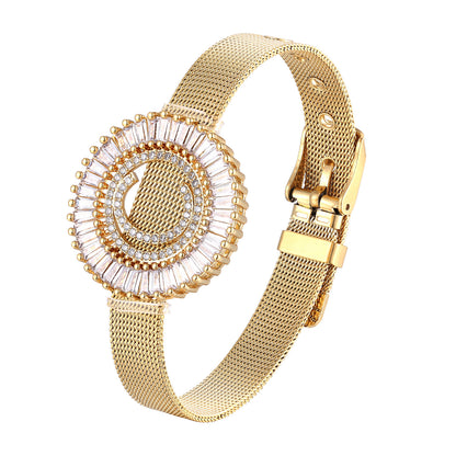 10pcs/lot CZ Paved Initial Alphabet Charm Stainless Steel Bracelet -Gold Women Bracelets Charms Beads Beyond