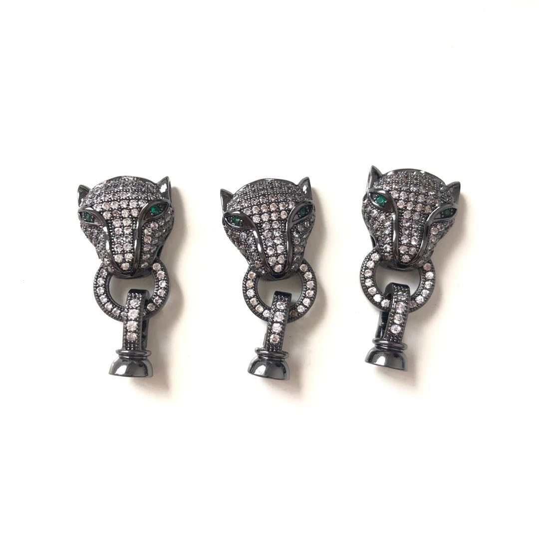 5-10pcs/lot CZ Paved Panther Connectors Clear on Black CZ Paved Connectors Animal Spacers Charms Beads Beyond
