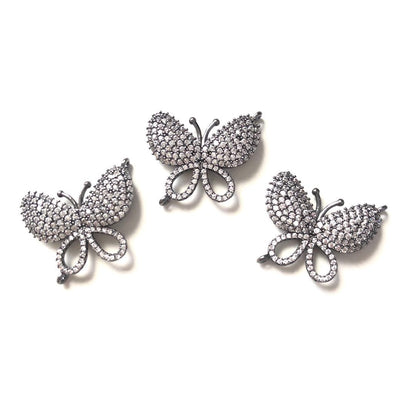 10pcs/lot 25.6*21.5mm CZ Paved Butterfly Connectors Black CZ Paved Connectors Animal Spacers Charms Beads Beyond