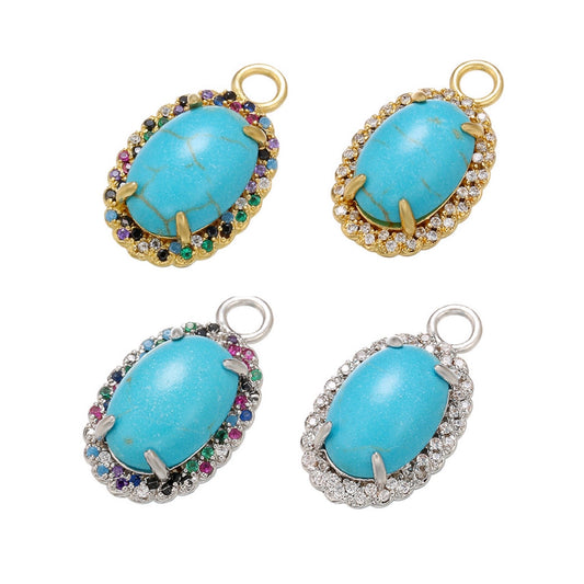10pcs/lot 22*13mm CZ Paved Gemstone Charms Mix Color CZ Paved Charms Colorful Zirconia Charms Beads Beyond